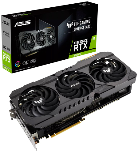 

Видеокарта PCI-E ASUS GeForce RTX 3090 Ti TUF Gaming (TUF-RTX3090TI-O24G-GAMING) 24GB GDDR6X 384bit 8nm 1560/21000MHz 2*HDMI/3*DP, GeForce RTX 3090 Ti TUF Gaming (TUF-RTX3090TI-O24G-GAMING)