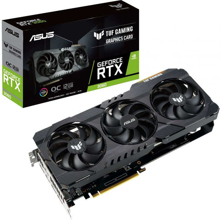 Видеокарта PCI-E ASUS GeForce RTX 3060 TUF Gaming OC (TUF-RTX3060-O12G-V2-GAMING) 90YV0GC0-M0NA10 12GB GDDR6 192bit 8nm 1320/15000MHz 2*HDMI/3*DP