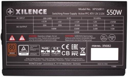 Блок питания ATX Xilence XP550R11 XN082 Performance A+ III, 550W, APFC, 80+ Bronze, 120mm fan - фото 3