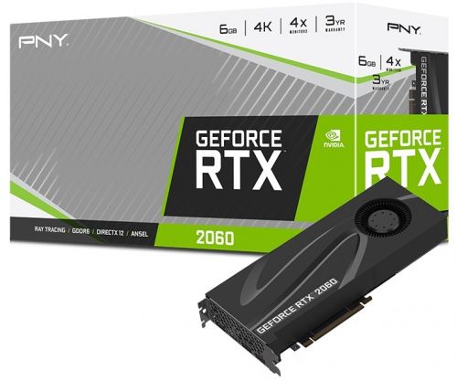 Видеокарта PCI-E PNY GeForce RTX 2060 (VCG20606BLMPB) 6GB GDDR6 192bit HDMI 3*DP GeForce RTX 2060 (VCG20606BLMPB) - фото 1