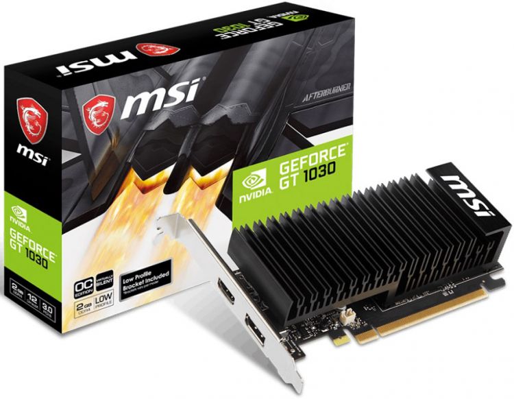 

Видеокарта PCI-E MSI GeForce GT 1030 (GT 1030 2GHD4 LP OC) 2GB GDDR4 64bit 14nm 1189/1430MHz (HDCP)/HDMI/DisplayPort RTL, GeForce GT 1030 (GT 1030 2GHD4 LP OC)