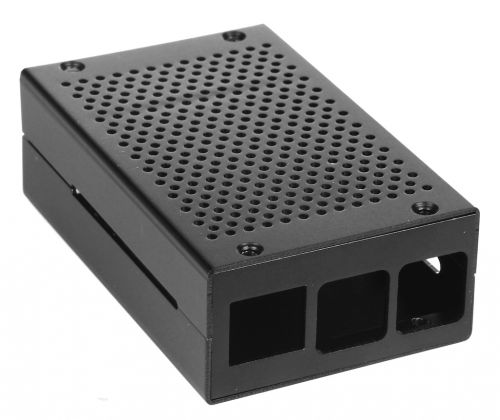 Корпус Qumo RS026 Aluminium Case for Raspberry Pi 4, black, перфорированный