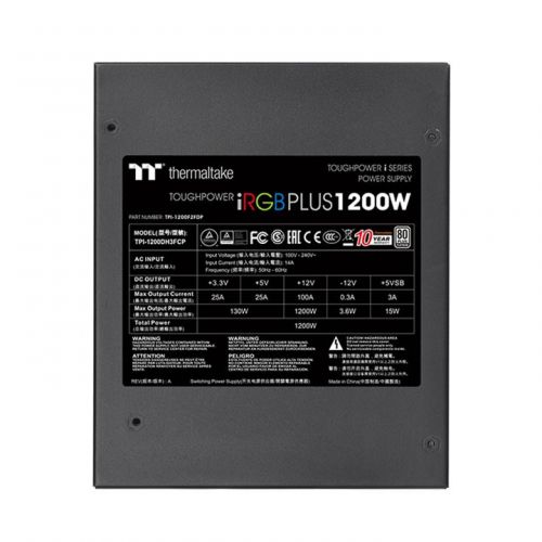 Блок питания ATX Thermaltake Toughpower iRGB PLUS 1200W Platinum PS-TPI-1200F2FDPE-1 1200W v2.4, EPS v2.92/A-PFC/вентилятор 140мм RGB/80+ Platinum