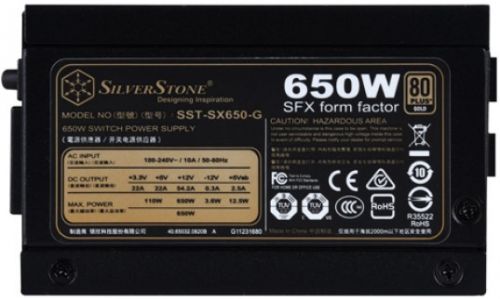 Блок питания SFX SilverStone SX650-G 650W, 80 PLUS Gold, Active PFC, full modular, 92mm fan, RTL
