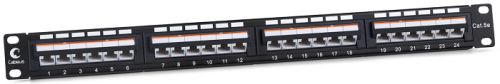 Патч-панель Cabeus PLAN-24-Cat.5e-Dual IDC 19" (1U), 24 порта RJ-45, категория 5e, Dual IDC, угол портов 45 градусов