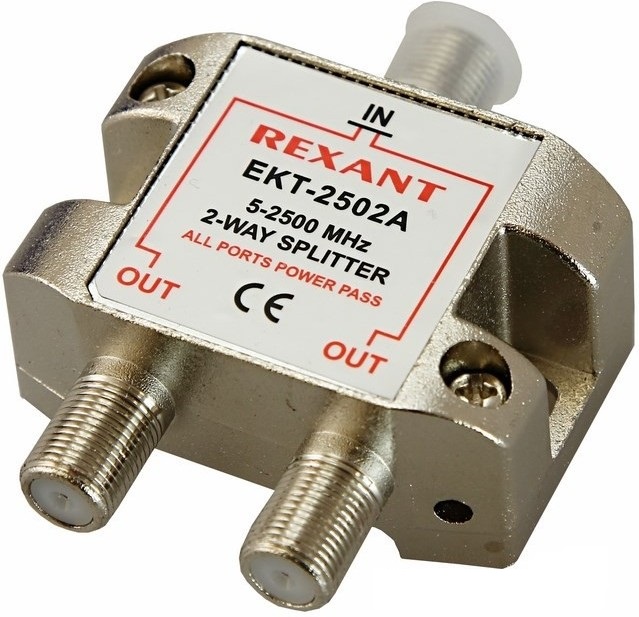 Сплиттер Rexant 05-6201 ТВ х 2 под F разъём 5-2500 МГц Спутник