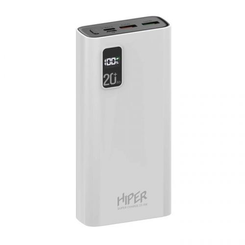 Аккумулятор внешний HIPER FAST 20000 WHITE 20000mAh, 5A, QC, PD, 3*USB, белый