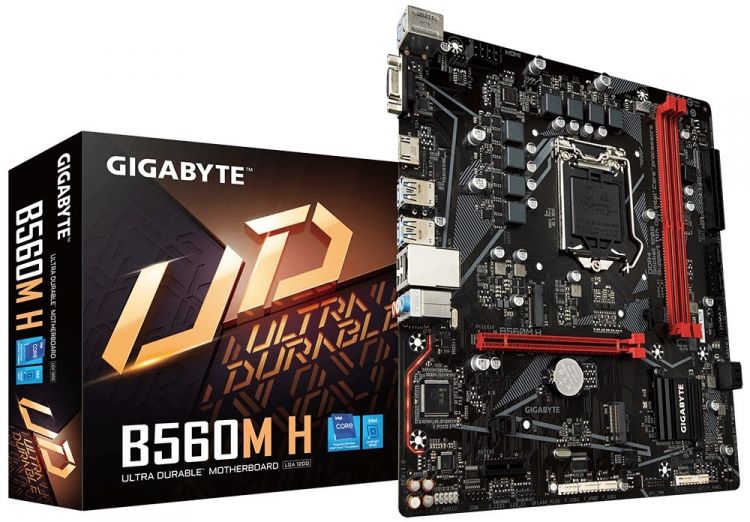 

Материнская плата mATX GIGABYTE B560M H (LGA1200, B560, 2*DDR4(3200),4*SATA 6G, 2*M.2, 2*PCIE, 7.1CH, Glan, 6*USB 3.2) RTL, B560M H