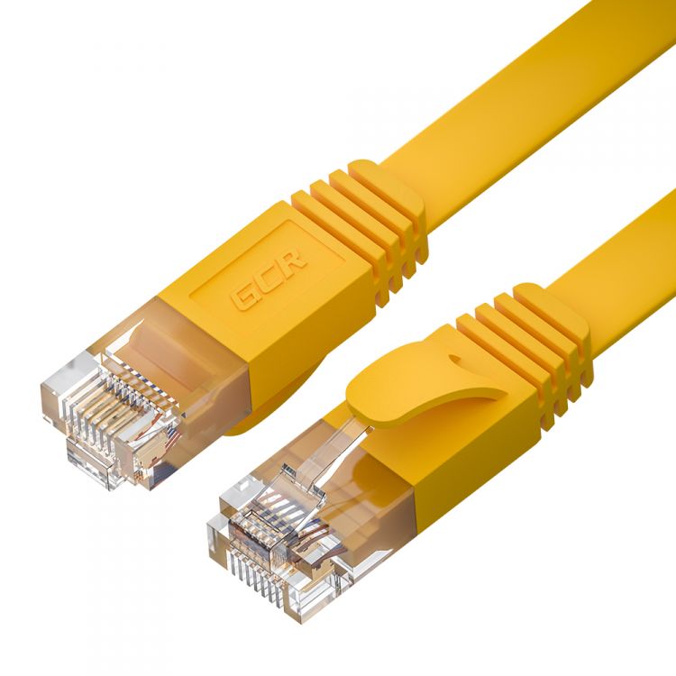 

Кабель патч-корд U/UTP 6 кат. 0.5м GCR GCR-52822 PROF плоский прямой, 30 AWG, ethernet high speed 10 Гбит/с, RJ45, T568B, желтый, GCR-52822