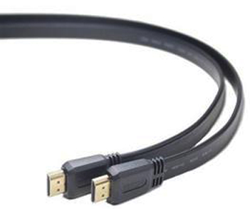 Кабель интерфейсный HDMI-HDMI Cablexpert CC-HDMI4F-1M 1м, v1.4, 19M/19M, плоский кабель, черный, позол.разъемы, экран, пакет