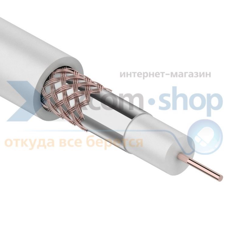 

Кабель Rexant 01-2641 RG-59U+Cu, (64%), 75 Ом, 100м., белый, 01-2641