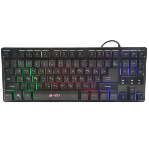 Клавиатура HIPER GENOME GK-1 чёрная, 87кл, TKL, USB, мембранная, RGB подсветка