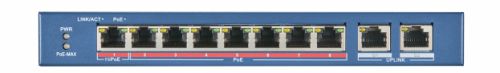 Коммутатор PoE HIKVISION DS-3E0310HP-E 8хRJ45 100M PoE с грозозащитой 6кВ/2хUplink порт 1000M Ethernet: 802.3af/at/bt,1 порт поддерживает HiPoE 60Вт,