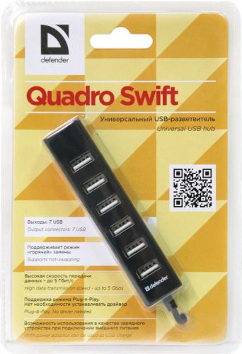 Разветвитель USB 2.0 Defender Quadro Swift