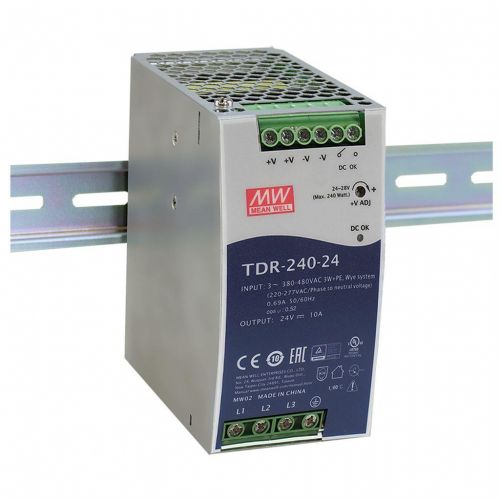 Преобразователь AC-DC сетевой Mean Well TDR-240-48 источник питания 48В, монтаж на DIN-рейку
