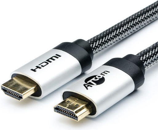 Кабель HDMI Atcom AT3783 5м, HIGH speed, Metal gold, в чулке, в пакете