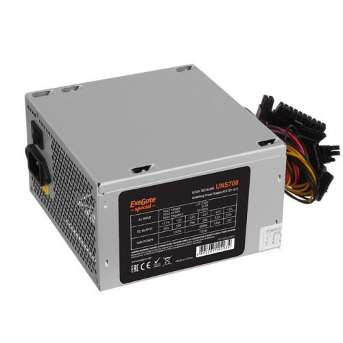 Блок питания ATX Exegate UNS700 ES261572RUS 700W, 12cm fan, 24p+4p, 8/6p PCI-E, 3*SATA, 2*IDE, FDD