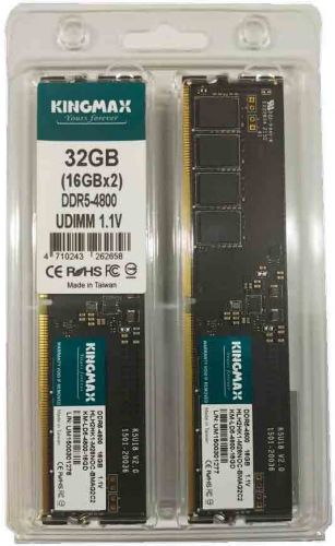 Модуль памяти DDR5 32GB 216GB Kingmax KM-LD5-4800-32GD PC5-38400 4800MHz CL40 11V RTL 21288₽