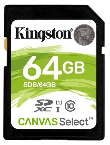 

Карта памяти 64GB Kingston SDS/64GB SDXC Canvas Select 80R CL10 UHS-I, SDS/64GB