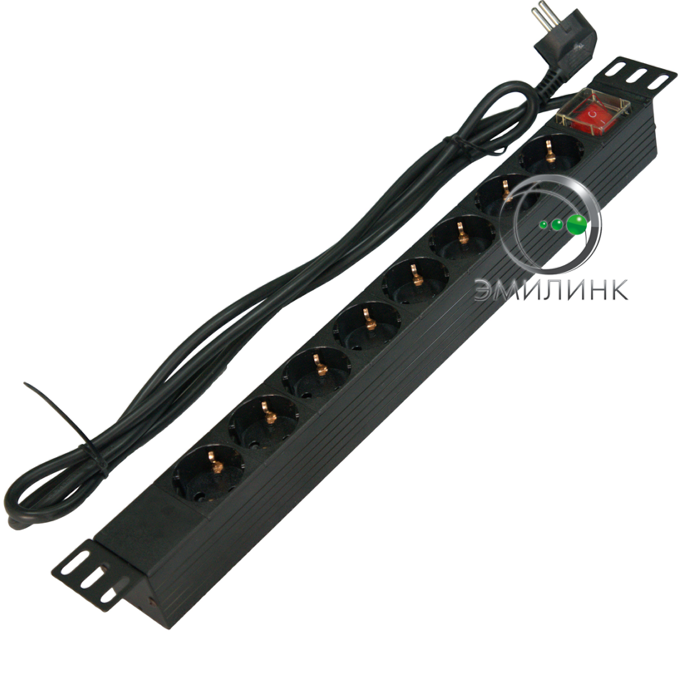 

Блок розеток 19", 8 розеток NTSS NTSS-PDU-1U-PL-8S пластик 220В, 1U, 2К+З со шнуром 1,8м, NTSS-PDU-1U-PL-8S