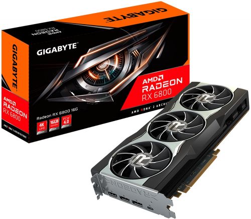 

Видеокарта PCI-E GIGABYTE Radeon RX 6800 (GV-R68-16GC-B) 16GB GDDR6 256bit 7nm 1700/16000MHz USB Type-C/HDMI/DP, Radeon RX 6800 (GV-R68-16GC-B)