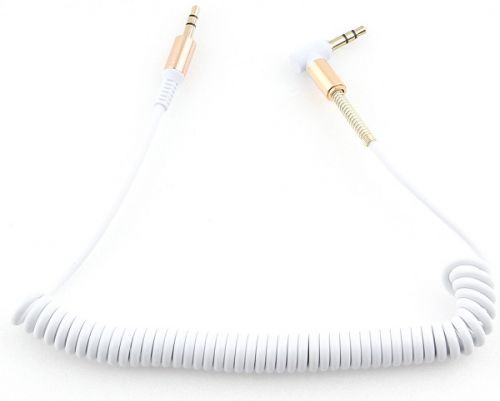 Кабель аудио Cablexpert CCAB-02-35MMLC-1.8MW спиральный 3.5 джек (M)/3.5 джек (M), белый, 1.8м, блистер