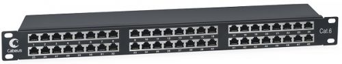 Патч-панель Cabeus PLHD-48-Cat.6-SH-Dual IDC-1U высокой плотности 19", 1U, 48 портов RJ-45, категория 6, полностью экранированная, Dual IDC