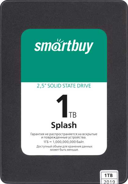 Накопитель SSD 2.5'' SmartBuy SBSSD-001TT-MX902-25S3 Splash 1TB SATA 6Gb/s TLC 560/500MB/s IOPS 89K MTBF 1.5M 7mm