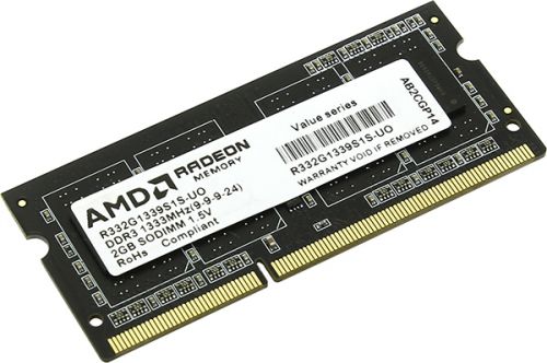 Модуль памяти SODIMM DDR3 2GB AMD R332G1339S1S-UO PC3-10600, 1333MHz, CL9, 1.5V, Bulk