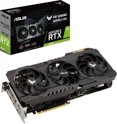 

Видеокарта PCI-E ASUS GeForce RTX 3090 TUF GAMING (TUF-RTX3090-24G-GAMING) 24GB GDDR6X 384bit 8nm 1395/19500MHz 2*HDMI/3*DP, GeForce RTX 3090 TUF GAMING (TUF-RTX3090-24G-GAMING)