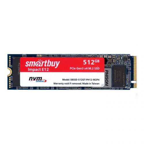 Накопитель SSD M.2 SmartBuy SBSSD-512GT-PH12-M2P4 512GB, Impact E12, PCI-E x4, up to 3400/2600MBs, NVMe, 3D TLC, DRAM, PS5012-E12, 22х80мм