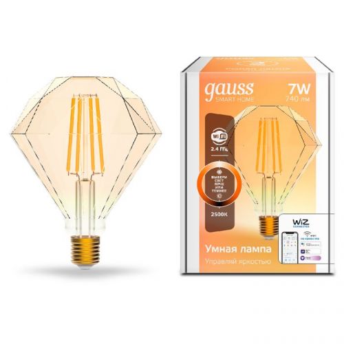 Лампа светодиодная Gauss 1350112 филаментная Smart Home DIM E27 Diamond Golden 7 Вт 740 лм
