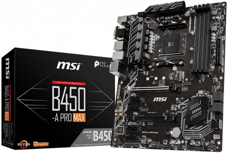 

Материнская плата ATX MSI B450-A PRO MAX (AM4,AMD B450,4*DDR4(2667),6*SATA 6G,M.2,6*PCIE,7.1CH,Glan,6*USB3.2/VGA/HDMI/DVI-D), B450-A PRO MAX