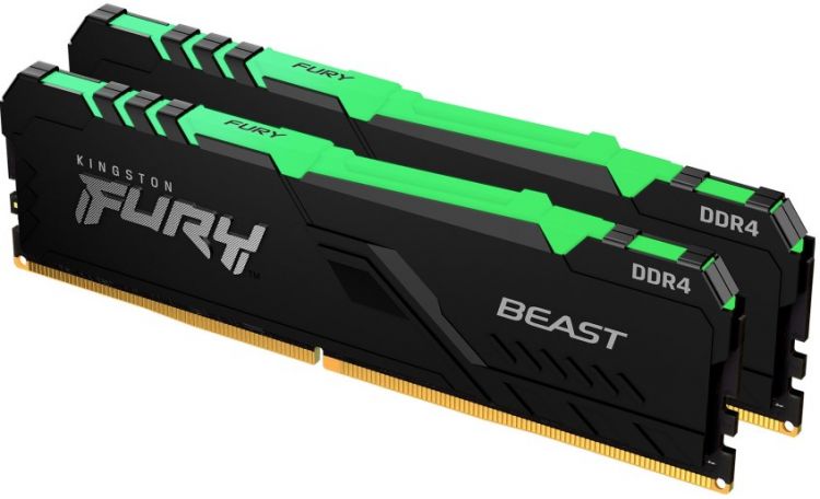 

Модуль памяти DDR4 64GB (2*32GB) Kingston FURY KF432C16BBAK2/64 Beast RGB 3200MHz CL16 2RX8 1.35V 288-pin 16Gbit, KF432C16BBAK2/64