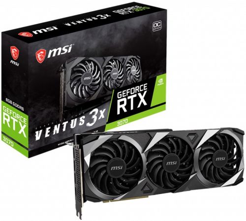 

Видеокарта PCI-E MSI GeForce RTX 3070 VENTUS 3X OC (RTX 3070 VENTUS 3X OC) 8GB GDDR6 256bit 8nm 1500/14000MHz HDMI/3*DP, GeForce RTX 3070 VENTUS 3X OC (RTX 3070 VENTUS 3X OC)