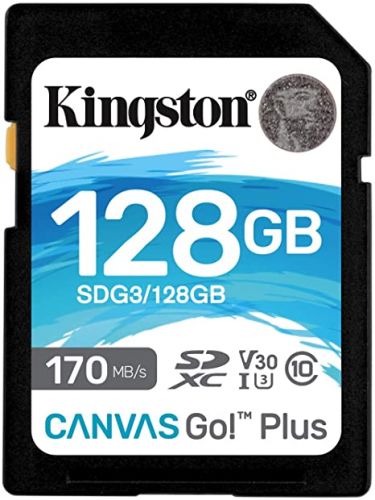 Карта памяти 128GB Kingston SDG3/128GB SDXC, UHS-I Class U3 V30, чтение: 170Мб/с, запись: 90Мб/с