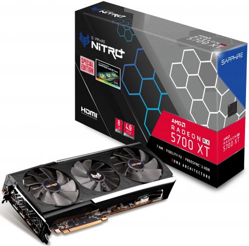 

Видеокарта PCI-E Sapphire Radeon RX 5700 XT NITRO+ 8G GDDR6 256bit 7nm 1840/14400MHz 2*HDMI/2*DP RTL, Radeon RX 5700 XT NITRO+