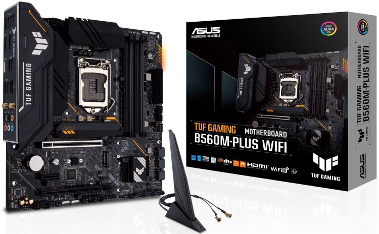 

Материнская плата mATX ASUS TUF GAMING B560M-PLUS WIFI (LGA1200, B560, 4*DDR4(5000), 6*SATA 6G RAID, 2*M.2, 3*PCIE, 7.1CH, 2.5Glan, WiFi, BT, HDMI, DP, TUF GAMING B560M-PLUS WIFI