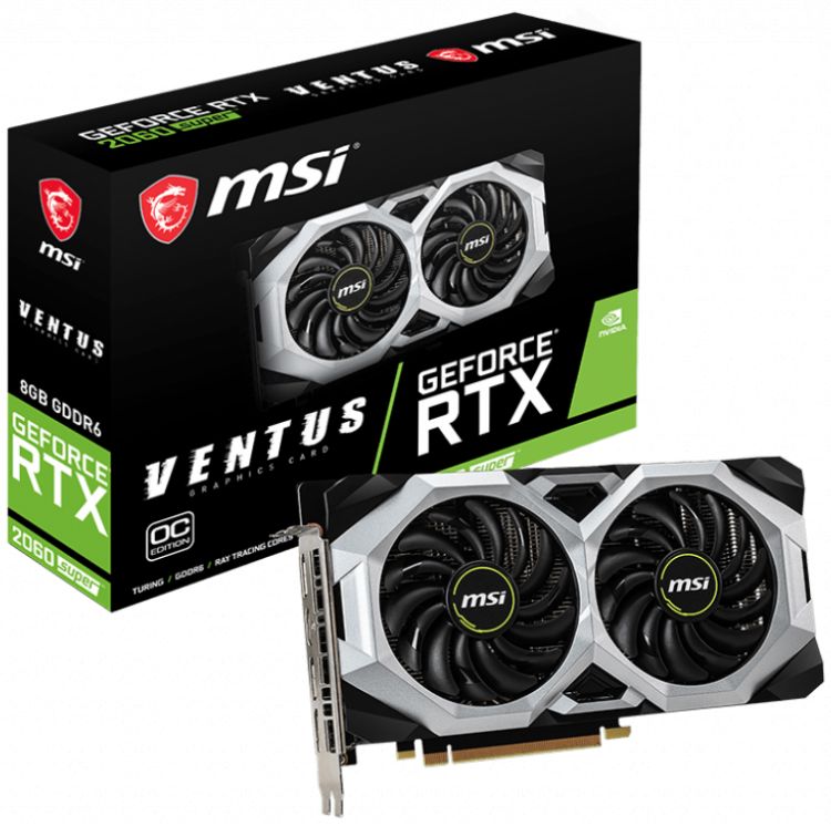 

Видеокарта PCI-E MSI GeForce RTX 2060 SUPER VENTUS OC RU (RTX 2060 SUPER VENTUS OC RU BULK) 8GB GDDR6 256bit 12nm 1665/14000MHz HDMI/3*DP, GeForce RTX 2060 SUPER VENTUS OC RU (RTX 2060 SUPER VENTUS OC RU BULK)