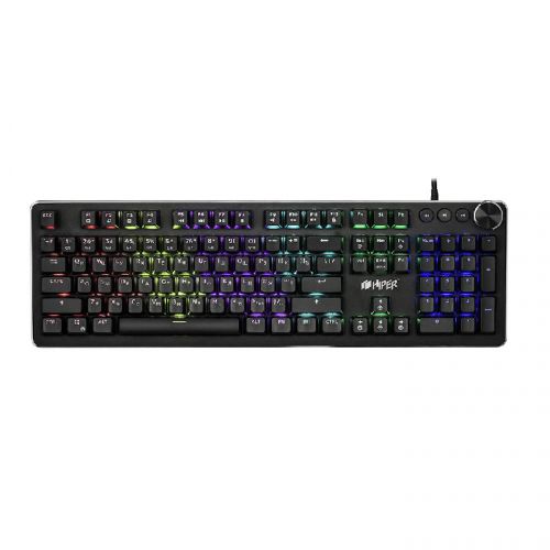 Клавиатура HIPER MK-5 PULSE чёрная (104кл, USB, Outemu, RGB подсветка) - фото 1
