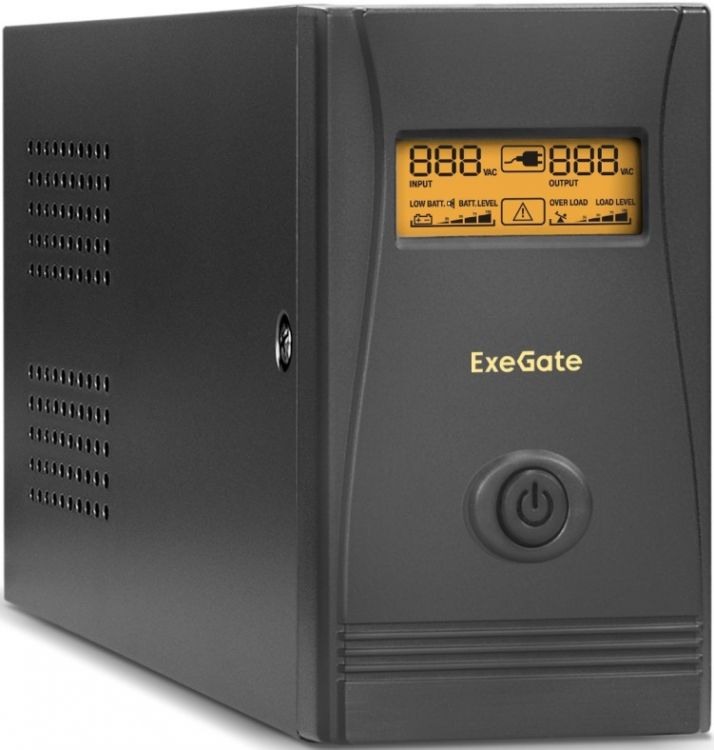 Источник бесперебойного питания Exegate Power Smart ULB-850.LCD.AVR.EURO.RJ.USB 850VA/480W, LCD, AVR, 2*Schuko, RJ45/11, USB, металлический корпус, bl