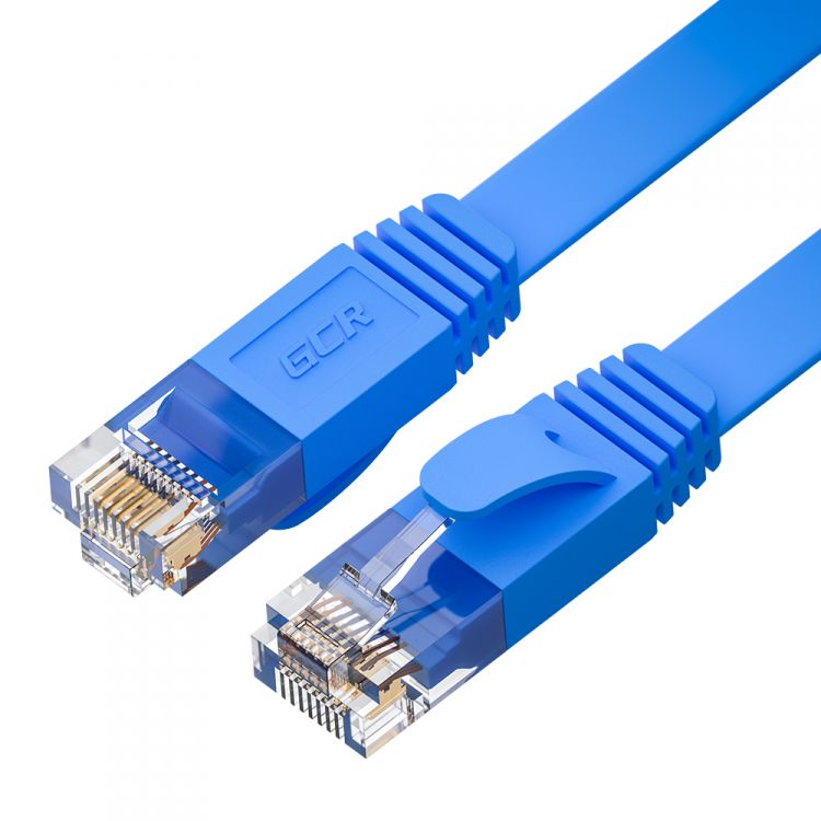 

Кабель патч-корд U/UTP 6 кат. 0.5м GCR GCR-52881 PROF плоский прямой, 30 AWG, ethernet high speed 10 Гбит/с, RJ45, T568B, синий, GCR-52881