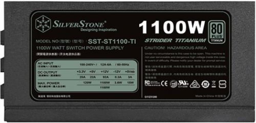 Блок питания ATX SilverStone ST1100-TI 1100W, 80 PLUS Titanium, Active PFC, 135mm fan, full modular, RTL