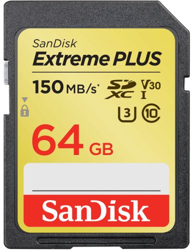 Карта памяти 64GB SanDisk SDSDXW6-064G-GNCIN Extreme Plus SDXC Card, 150MB/s V30 UHS-I U3
