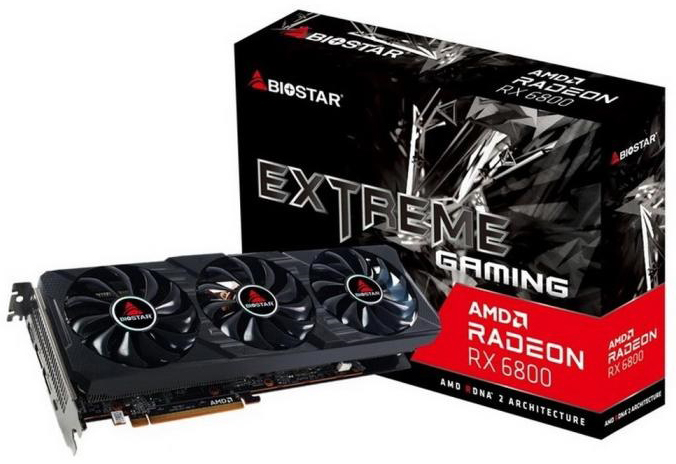 

Видеокарта PCI-E Biostar Radeon RX 6800 (VA6806LMP2) 16GB GDDR6 256bit 7nm 1700/16000MHz HDMI/3*DP, Radeon RX 6800 (VA6806LMP2)