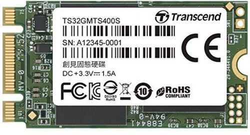 Накопитель SSD M.2 2242 Transcend TS32GMTS400S MTS400S 32GB SATA III MLC 200/40MB/s IOPS 20K/10K MTBF 1.5M RTL - фото 1