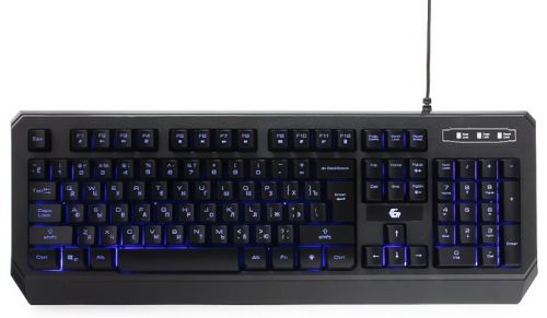 Клавиатура проводная Gembird KB-G20L черная, USB, 104 клавиши, подсветка-синяя, FN, 1.75м
