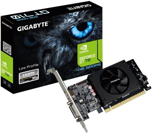 Видеокарта PCI-E GIGABYTE GeForce GT 710 GV-N710D5-1GL V2.0 1GB DDR5 64 bit 28nm 954/4200MHz DVI-I/HDMI RTL
