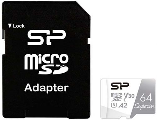 Карта памяти 64GB Silicon Power SP064GBSTXDA2V20SP Superior Pro A2 microSDXC Class 10 UHS-I U3 Colorful 100/80 Mb/s (SD адаптер)
