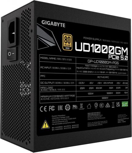 Блок питания ATX GIGABYTE UD1000GM PG5 1000W, 80+ gold, APFC, 120mm fan RTL